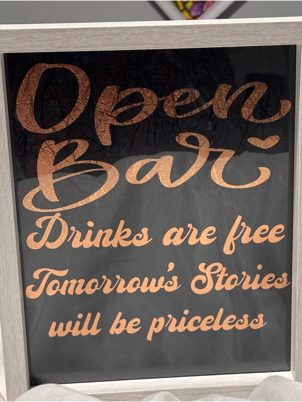Open Bar Decorative Sign - Black with Copper Lettering